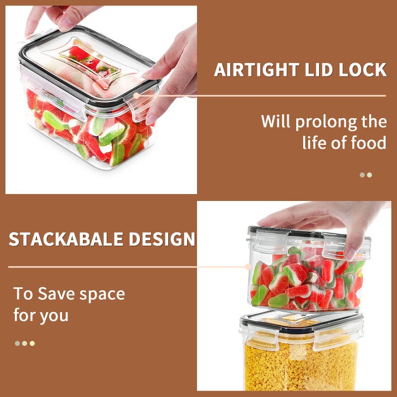 PRAKI 30 Pack Airtight Food Storage Containers for Kitchen Pantry Organizers and Storage, Plastic Kitchen Storage Canisters with Lids,Cereal, Flour & Sugar Containers - Labels, 6 Spoon & Marker - Image 3