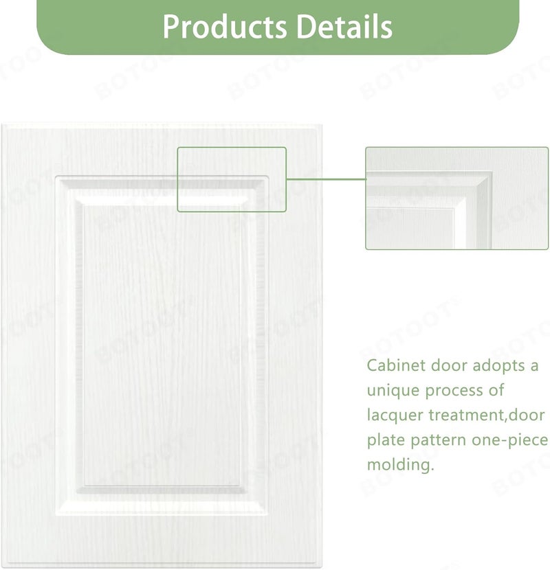 BOTOOT Built-in Cabinet Doors - Cabinet Doors for Kitchen, Living Room, Bedroom, Bathroom - 22.5 Inch High (White Texture, 16.25 Inch Wide) - Image 2