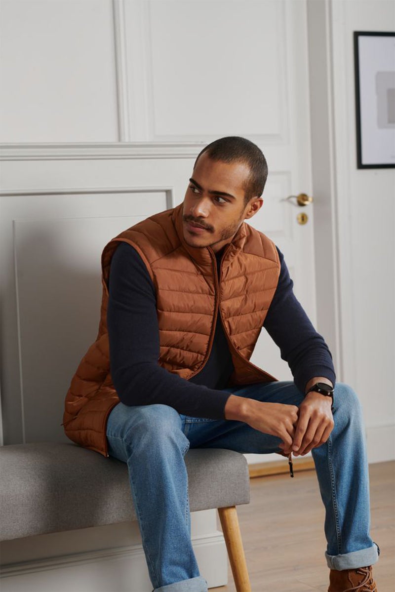 Tchibo Men Solid Quilted Jacket, Rust - Image 1