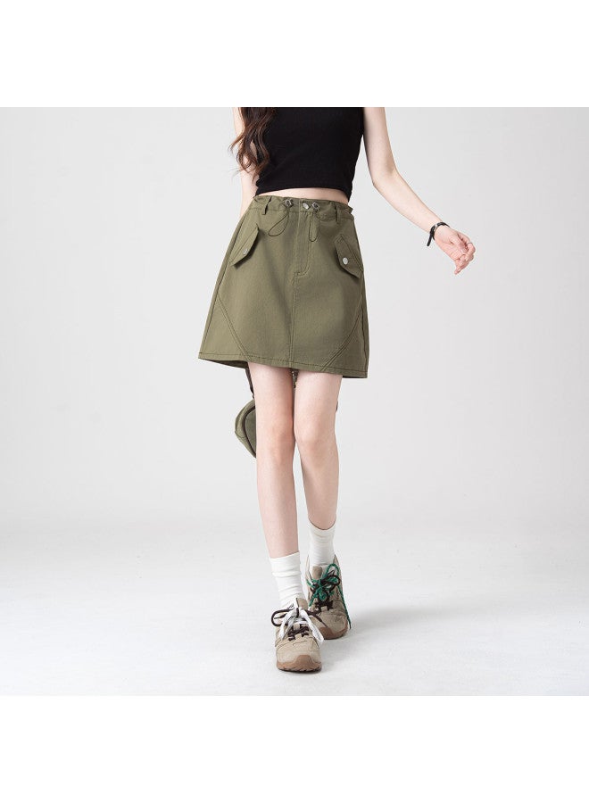 Hstyle American Retro Sweet & Cool Style Casual Workwear Skirt 2025 Summer Versatile High-waist A-line Slimming Midi Skirt - Image 4