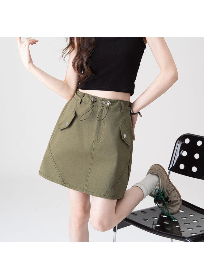 Hstyle American Retro Sweet & Cool Style Casual Workwear Skirt 2025 Summer Versatile High-waist A-line Slimming Midi Skirt - Image 3