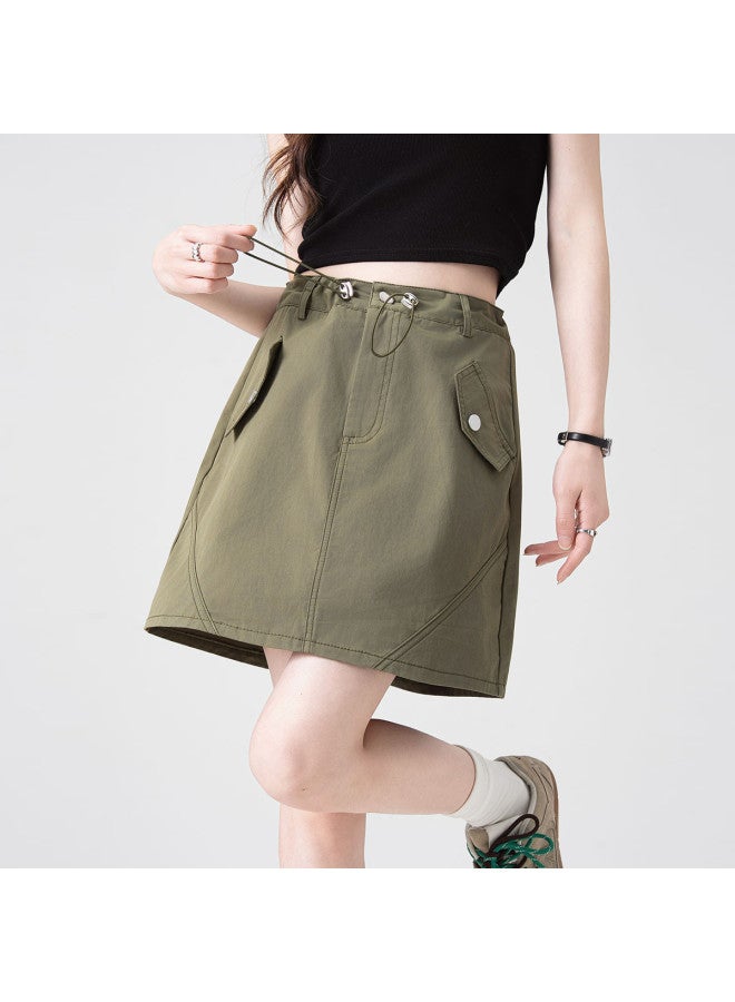 Hstyle American Retro Sweet & Cool Style Casual Workwear Skirt 2025 Summer Versatile High-waist A-line Slimming Midi Skirt - Image 2