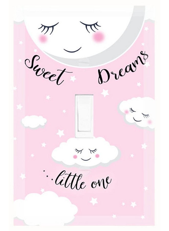 Create-A-Mural Sweet Dream Baby Nursery Room Light Switch Wall Plate Cover Decorative Kids Bedroom Decor Moon & Stars Clouds Toddler Playroom (Pink) - Image 1
