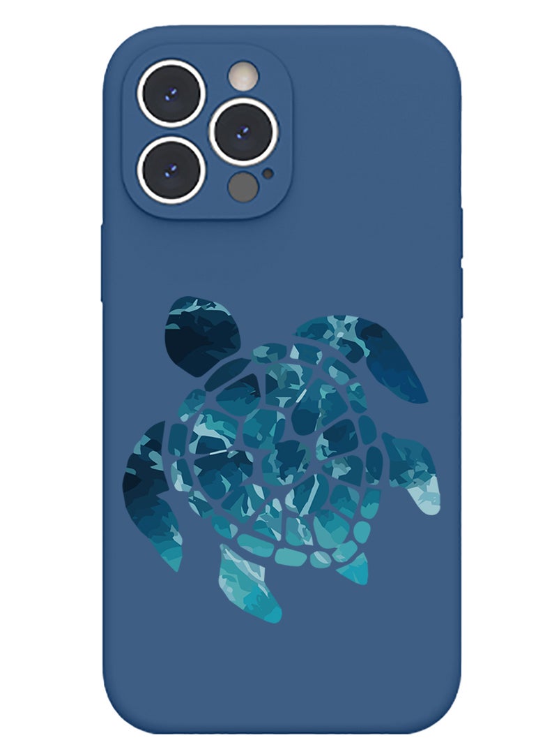 Theodor Protective Slim Fit Case Liquid Silicone Cover with Full Body Protection Anti-Scratch Shockproof Case For iPhone 12 Pro Max Blue  - Blue Turtle - Image 1