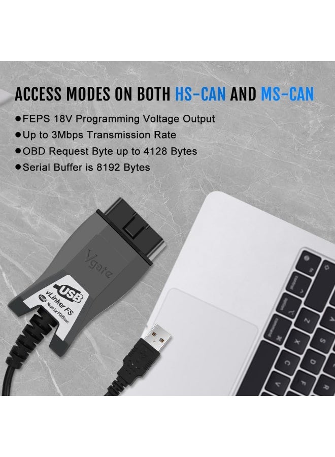Vgate vLinker FS USB OBD2 Car Diagnostic Tool for FORS-can HS/MS-CAN OBD2 Automotive Scanner - Image 5