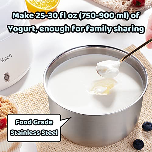 JoyMech Yogurt Maker, Compact Greek Yogurt Maker Machine with Constant Temperature Control, Stainless Steel Container, 1 Quart for Home Organic Yogurt - Image 4