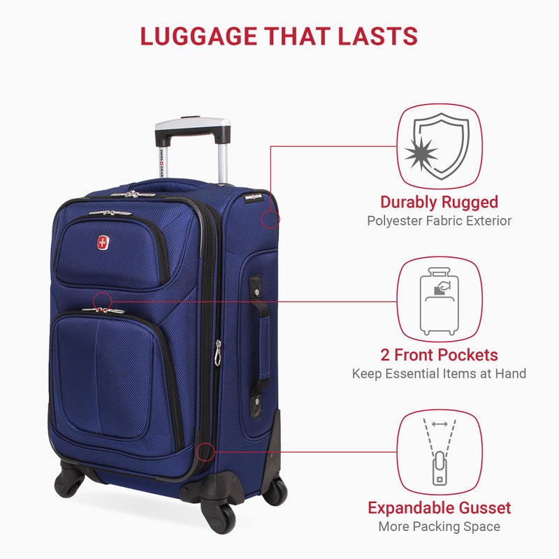 SWISSGEAR Sion Softside Expandable Spinner Luggage Durable Lightweight Travel Suitcase, Blue, Carry-On 21-Inch - Image 4