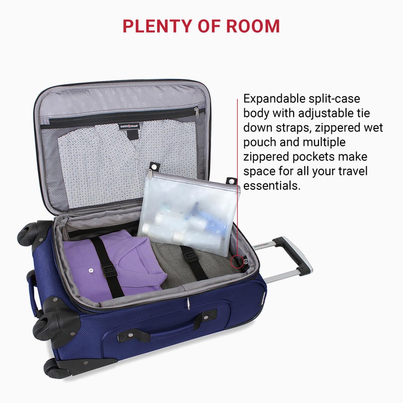 SWISSGEAR Sion Softside Expandable Spinner Luggage Durable Lightweight Travel Suitcase, Blue, Carry-On 21-Inch - Image 5