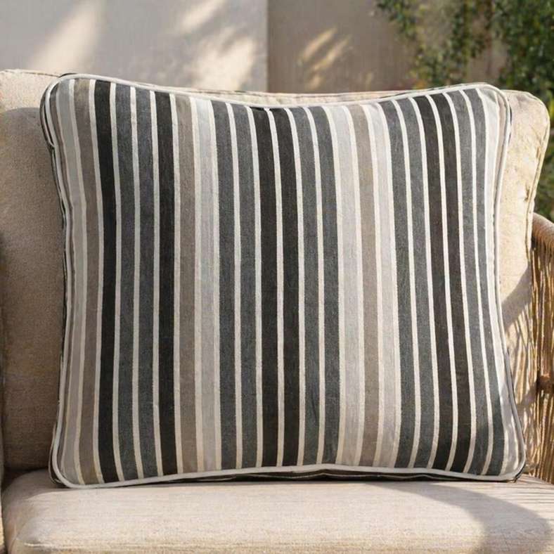 Pan Home Tonal Stripe Print Back Cushion with Zipper Closure 240 GSM - 56X50X7 Cm - Grey - 065MIC2000014 - Image 1