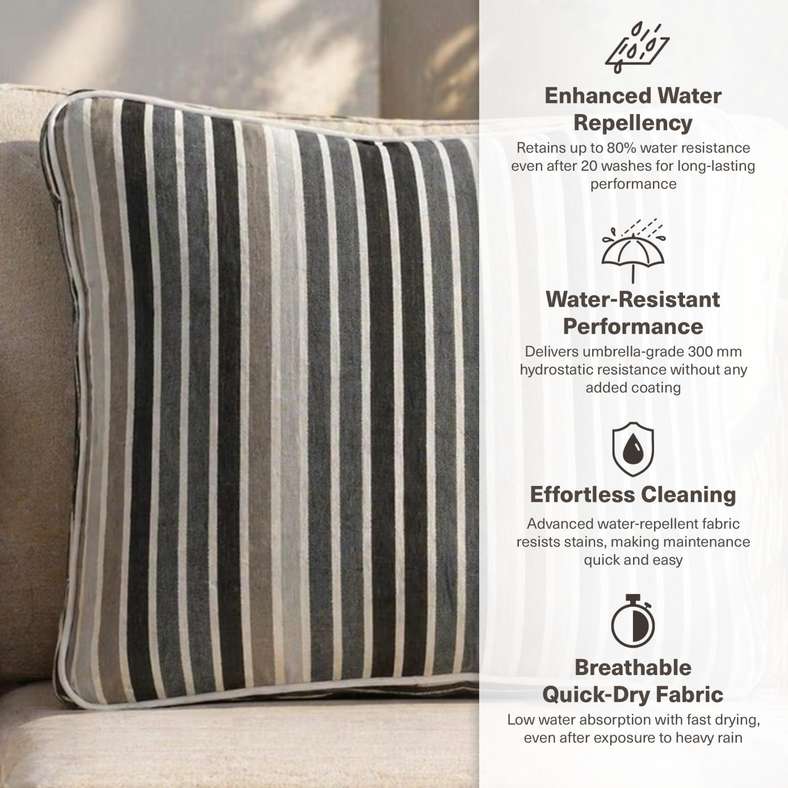 Pan Home Tonal Stripe Print Back Cushion with Zipper Closure 240 GSM - 56X50X7 Cm - Grey - 065MIC2000014 - Image 5
