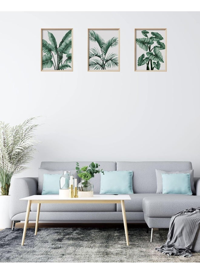Home Trove Upwoigh Framed Wall Art, Abstract Green Palm And Eucalyptus Leafs Canvas Wall Art  - Image 2