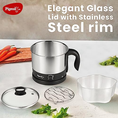 Pigeon By Stovekraft 1.5 Liters Multipurpose Kessel 3 In 1 Value Pack, Multi Cooker, Idli Stand With 3 Plates, Steamer With Stainless Steel Stand (Black & Silver), 600 Watts - Image 3