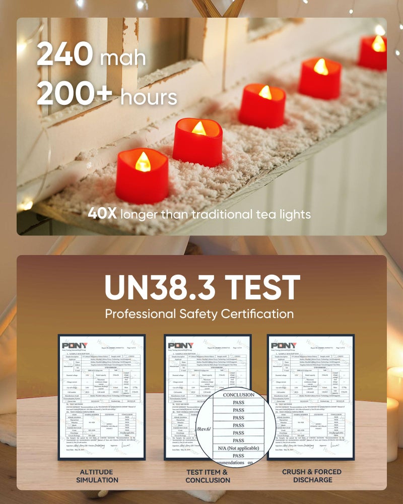Homemory Red Tea Lights Candles Battery Operated, 200+Hour Flameless Flickering Fake Electric LED Colored Tealights Candles for Party, Wedding, Anniversary, Halloween, Christmas, 24-Pack - Image 5