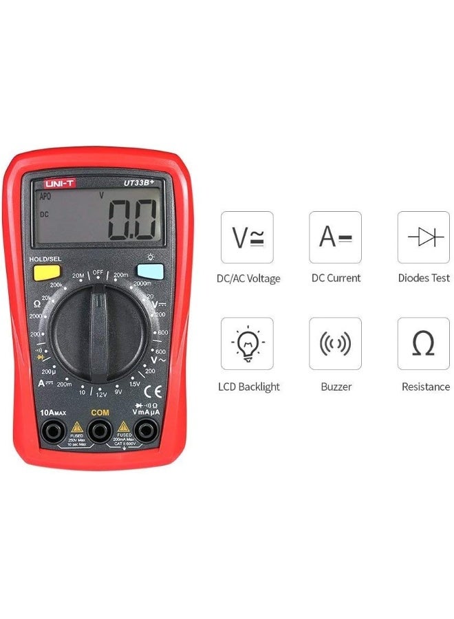 Uni-T Ut33B+ Handheld Lcd Digital Multimeter Dc/Ac Voltage Dc Current Meter Resistance Tester Voltmeter Ammeter - Image 4