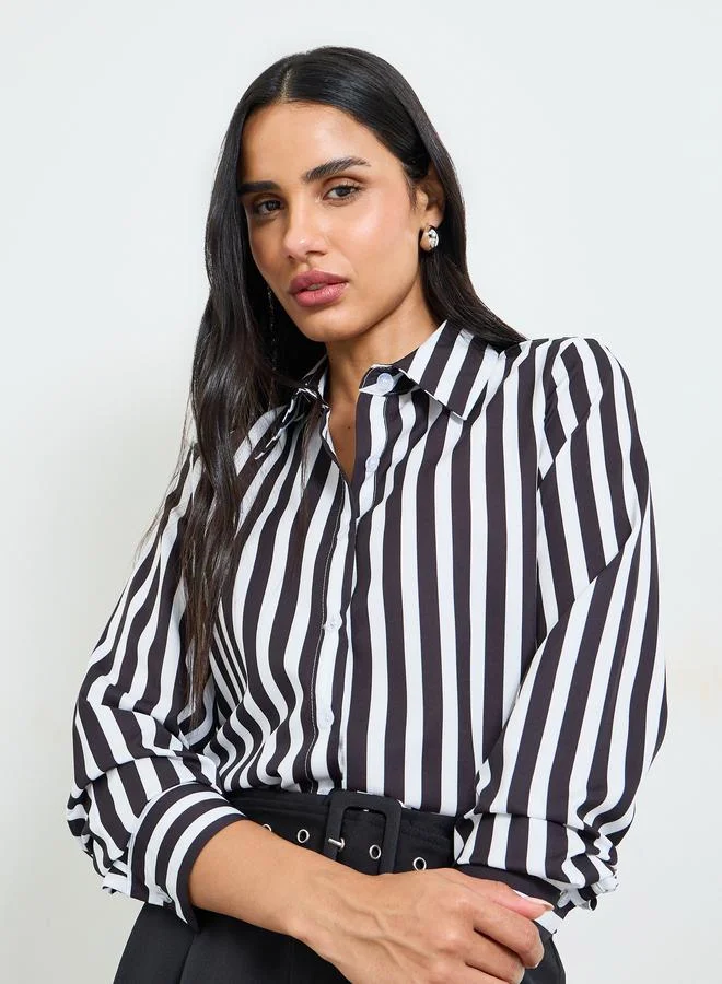 Take Two Striped Long Sleeve Button-Down Shirt