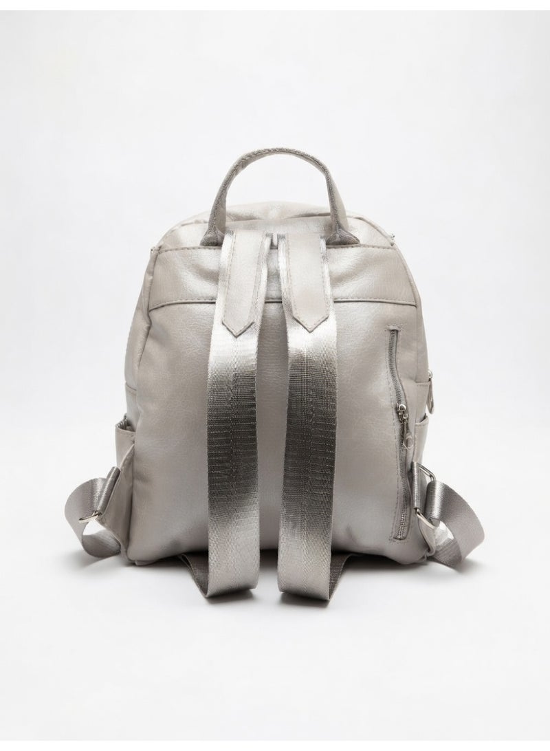 Stylish Multi-Functional Backpack-Premium Convertible Crossbody Bag for Women-Silver - Image 2