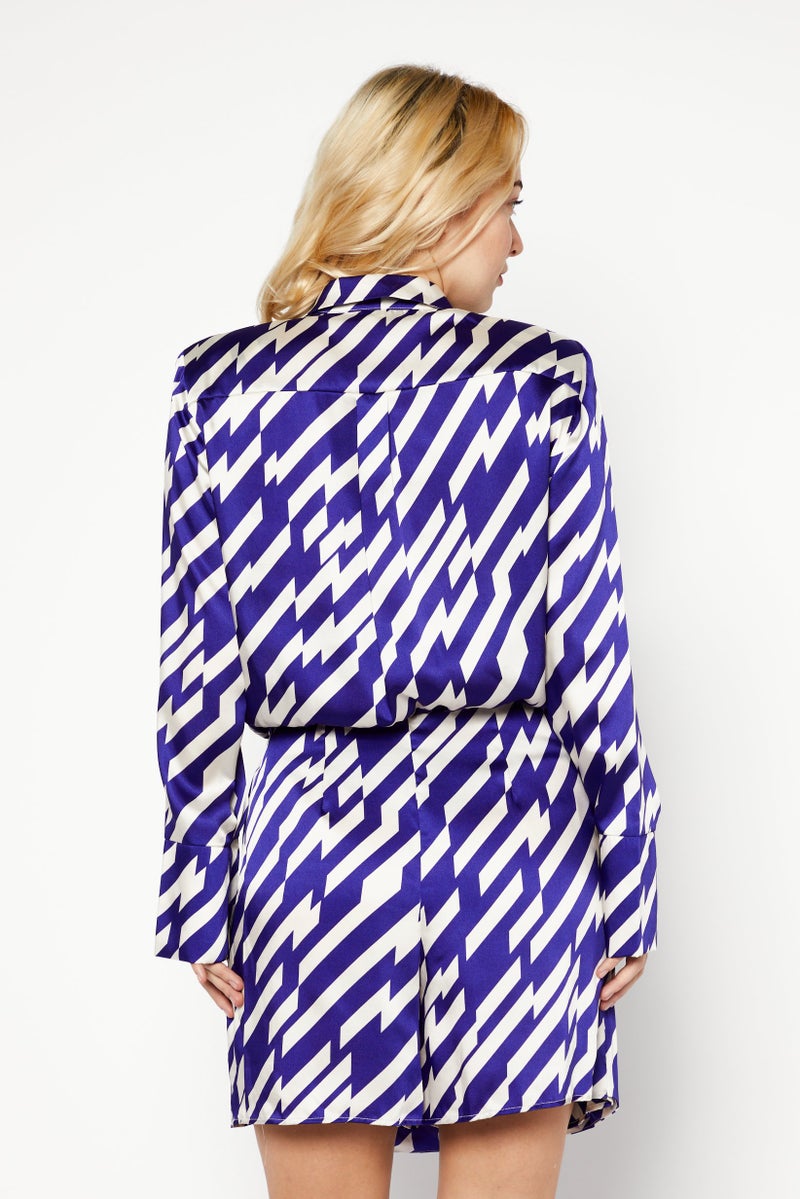 RIVER ISLAND فستان ميني كاجوال مطبوع بالكامل للنساء، أزرق داكن - Image 2