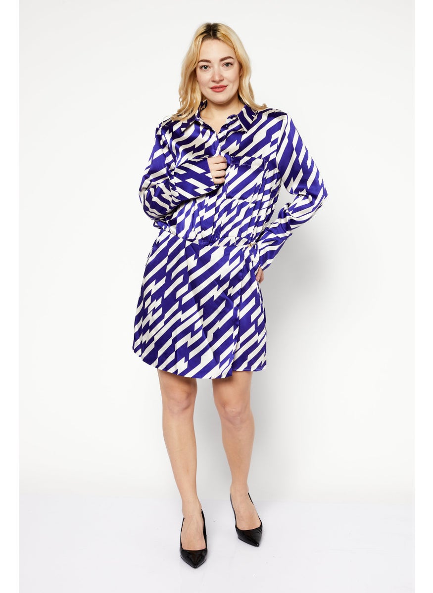 Women All Over Printed Casual Mini Dress, Navy/Cream - pzsku/Z8E5FD50D4AD82029450AZ/45/_/1724351178/88350582-34bc-428e-a1ed-8c6a42c582f4