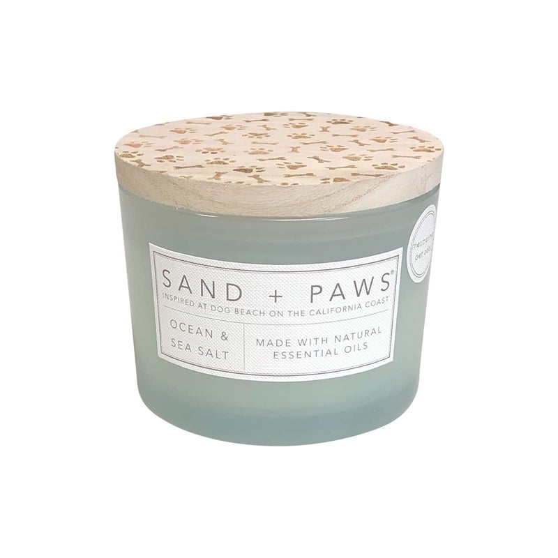 Sand  Paws Scented Candle  Ocean  Sea Salt Luxurious Air Freshening Jar Candles Neutralize pet Odors and Enhance Home dcor  100 Cotton LeadFree Wicks  12 oz