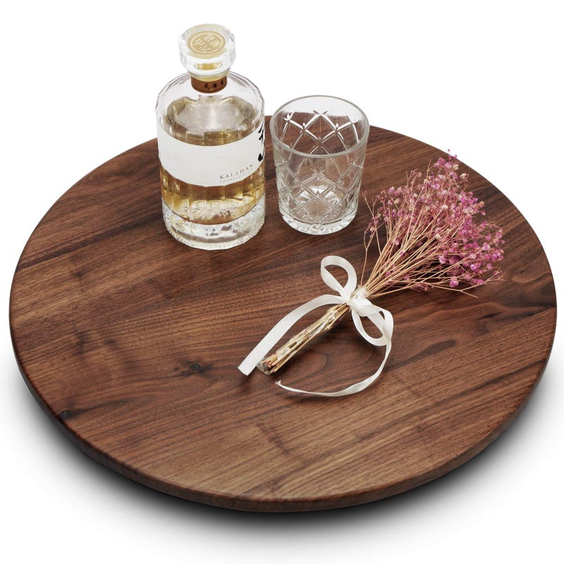 MAGIGO MAGIGO 18 Inches Black Walnut Wood Lazy Susan Solid Wooden Round Kitchen Turntable Rotating Tray 