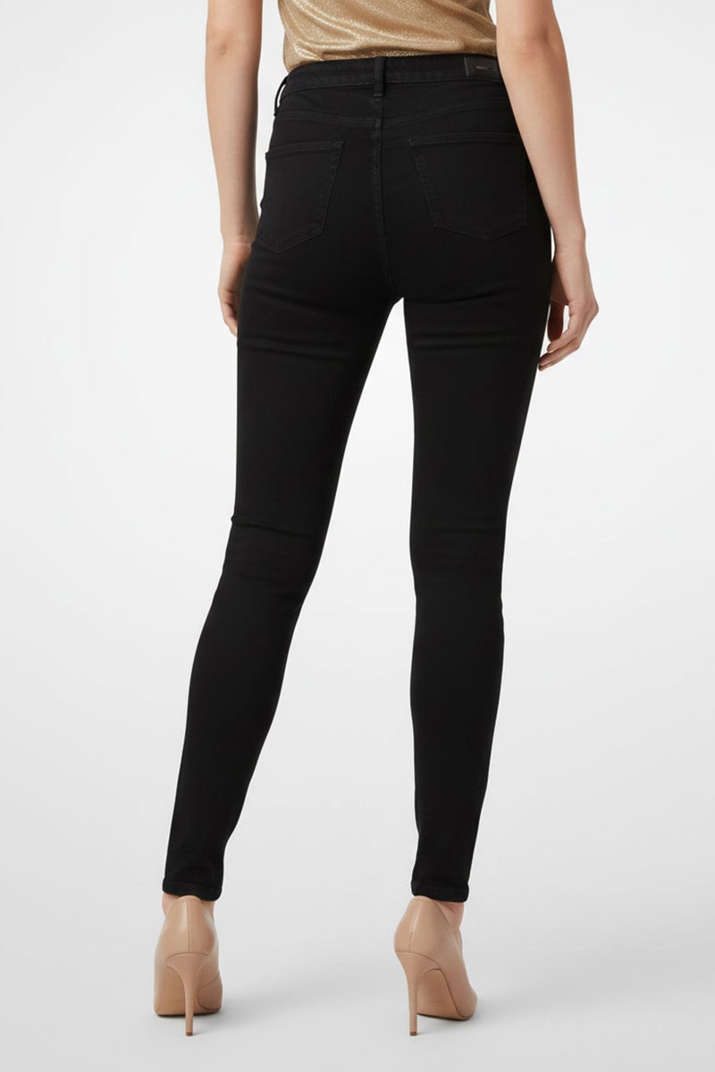 Mohito Women Skinny Fit Plain Stretchable Denim, Black - Image 2