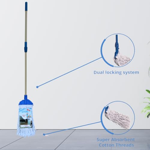 STOIC Plastic Clip N Fit Cotton Floor Mop with 4 Feet Telescopic Rod and Extra Wet Mop Refill Suitable for All Types of Floor - Image 5