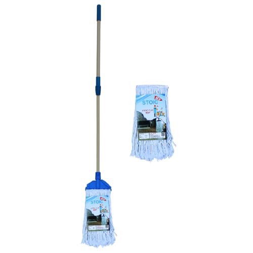 STOIC Plastic Clip N Fit Cotton Floor Mop with 4 Feet Telescopic Rod and Extra Wet Mop Refill Suitable for All Types of Floor - Image 1