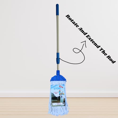 STOIC Plastic Clip N Fit Cotton Floor Mop with 4 Feet Telescopic Rod and Extra Wet Mop Refill Suitable for All Types of Floor - Image 4