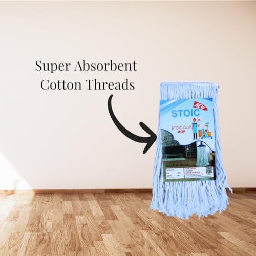 STOIC Plastic Clip N Fit Cotton Floor Mop with 4 Feet Telescopic Rod and Extra Wet Mop Refill Suitable for All Types of Floor - Image 2