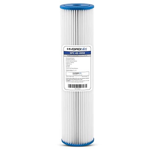 Hydronix SPC-45-2050 Pleated Water Filter Whole House Commercial Industrial Washable and Reusable 4.5" x 20" - 50 micron - Image 1