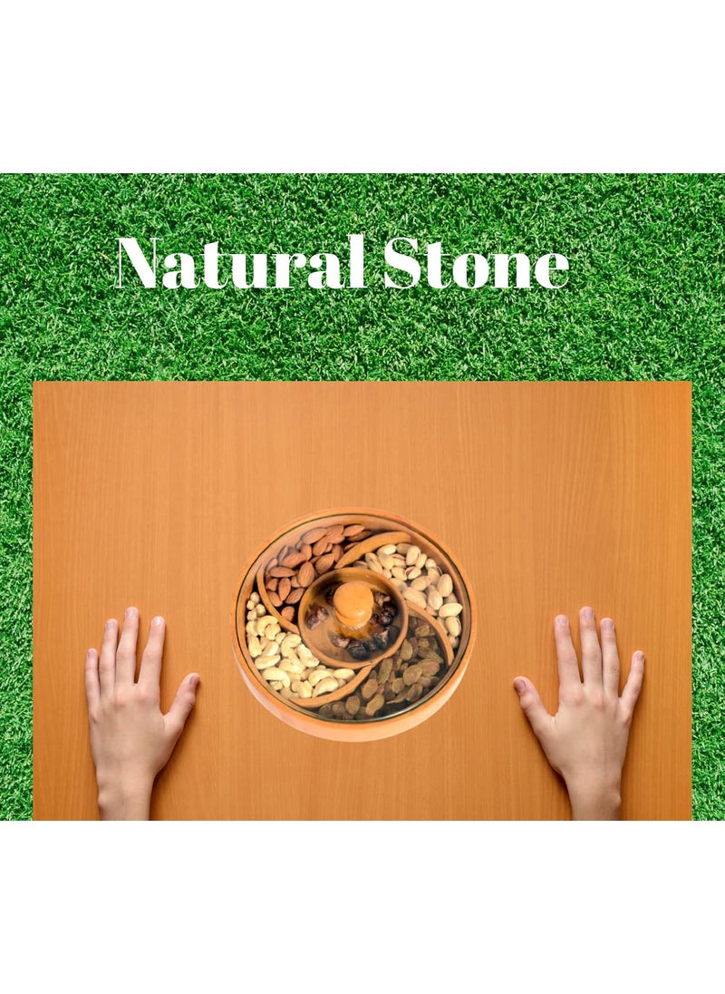 BARMER BAZAAR BARMER BAZAAR Stone Dry Fruit Box Handmade Jaisalmer Stone Medium Size Round for Gift Food Storage Spice Box 5 Compartment Storage Box  - Image 5