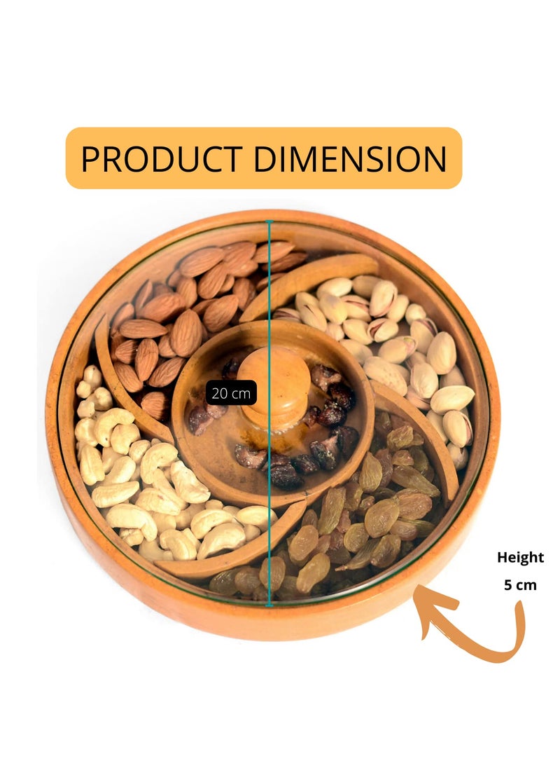 BARMER BAZAAR BARMER BAZAAR Stone Dry Fruit Box Handmade Jaisalmer Stone Medium Size Round for Gift Food Storage Spice Box 5 Compartment Storage Box  - Image 3