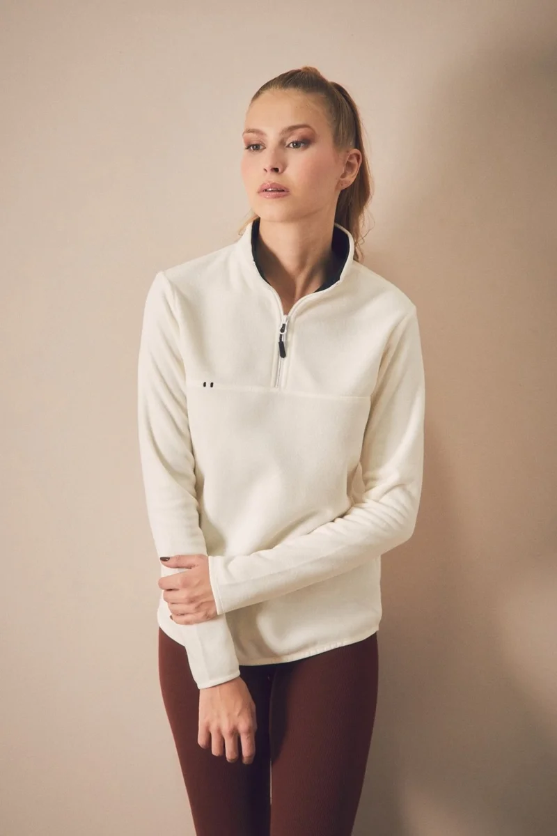 فولامودا Basic Half Zipper Stand Collar Fleece Sweatshirt