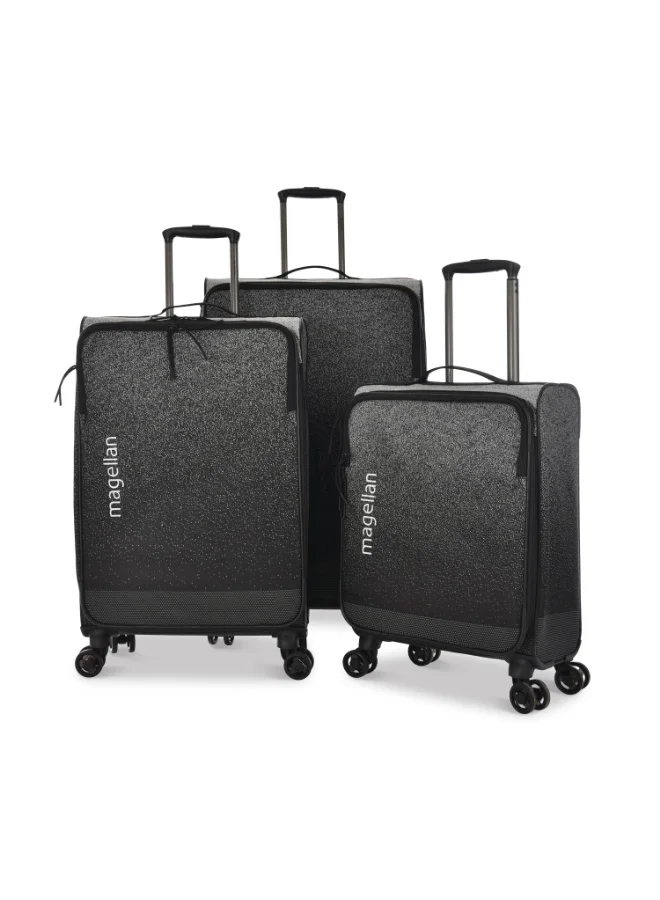 MAGELLAN Soft Luggage Trolley 3-Piece Set MS013/3P Expandable Fabric Suitcase Set 20 24 28 Inch with TSA Lock 4 Double Spinner Wheels Travel Bag