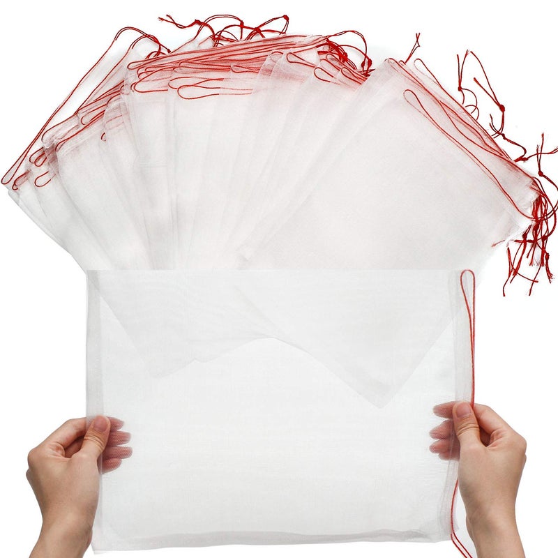 ENPOINT 50 PCS Fruit Protection Bags Enpoint 10x14 Inch Reusable Garden Netting Mesh Bag with Drawstrings Plant Covers Protect Fruits Vegetables Tomato Apple Peach Trees 