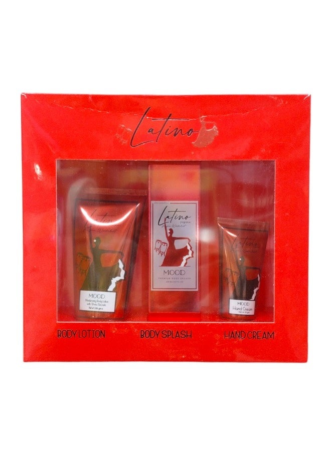 MOOD GIFT SET LATINO 3PCS LOTION 150g SPLASH 220ml AND HAND CREAM 50g 