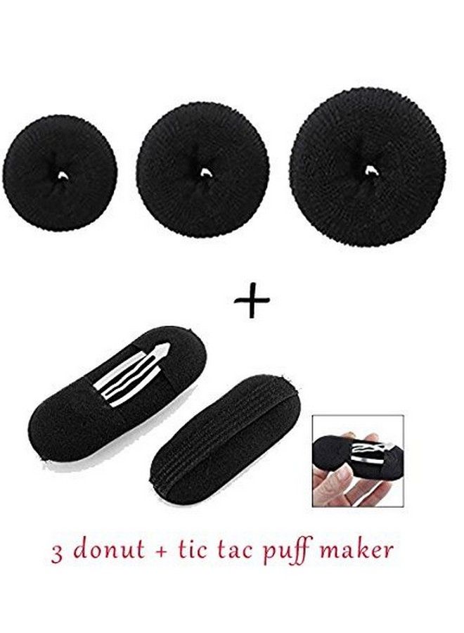 Chanderkash Hair Donuts All 3 Different Sizes + 2 Pcs Black Sponge Hair Clip Volume Bump It Padding Bun Updo (Pack Of 3) - Image 2