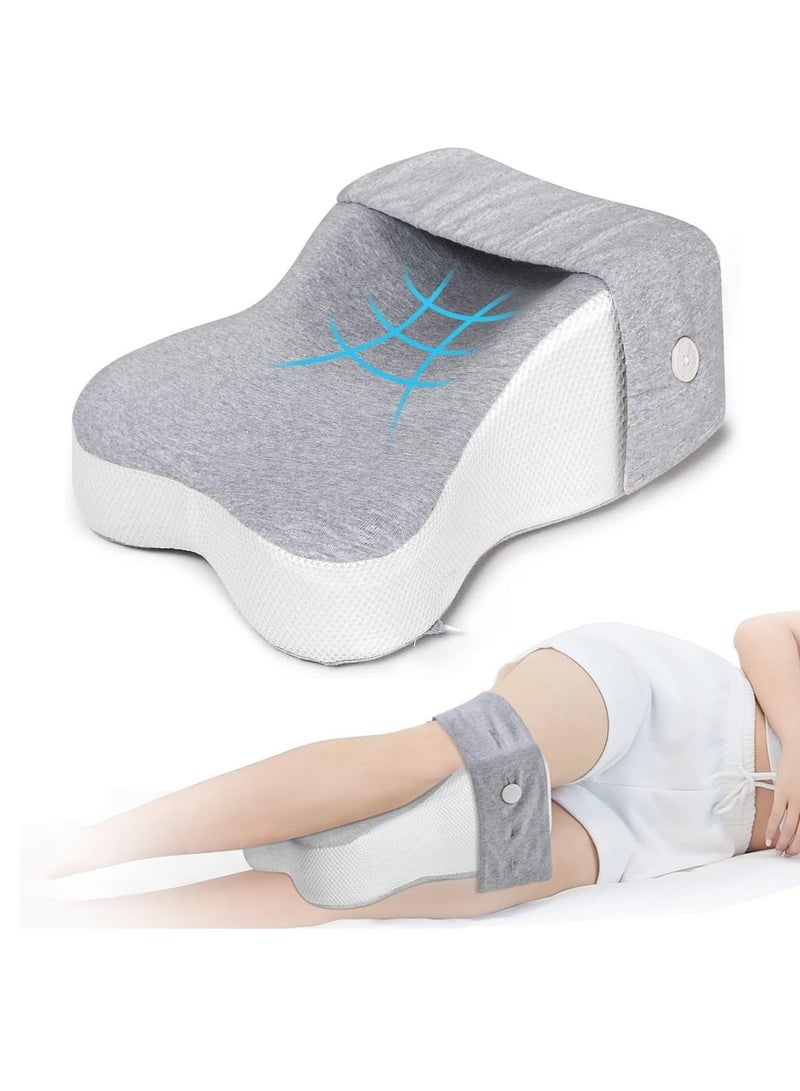 WALALLA Portable Ergonomic Semicircle Round Shape Knee Pillow, Leg Pillows for Side Sleepers Separates the Knees for Promote Sleeping with Fixed Straps (L Size） - Image 1