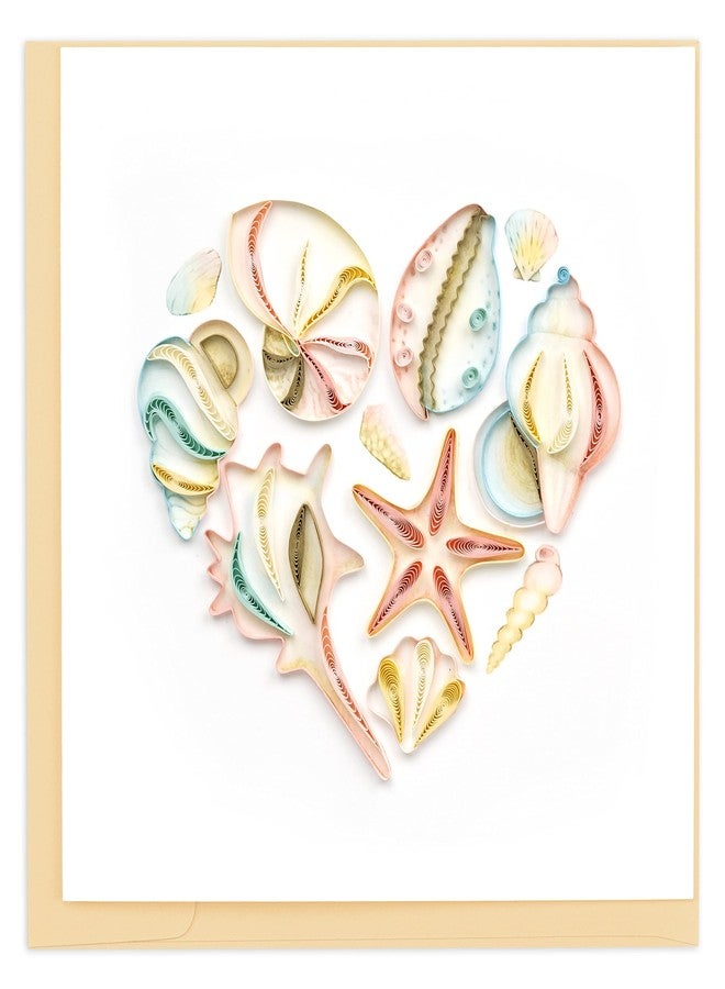 Quilling Card Quilled Seashell Heart Greeting Card, 6x6 Inch - Image 2