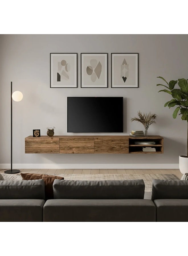 ستايلش هوم طاولة و مكتبة تلفزيون معلقة بني - TV53 - Image 2