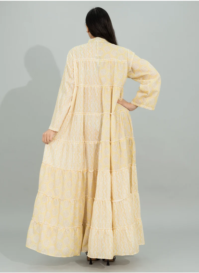 IKKXA Modern Printed Jalabiya CJ1104 Yellow