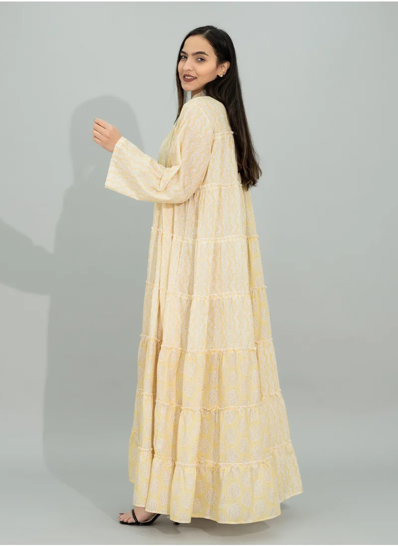 IKKXA Modern Printed Jalabiya CJ1104 Yellow