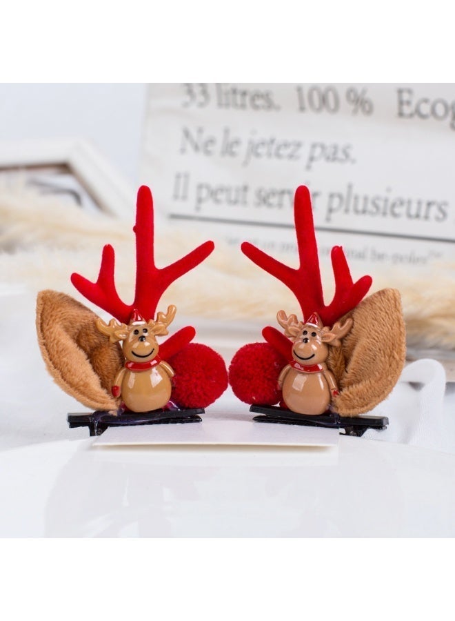 ووفيكسر مشابك شعر قرون الغزلان لعيد الميلاد، 3 أزواج، مشبك شعر على شكل غزال الرنة لعيد الميلاد، دبابيس شعر على شكل قرون الغزلان، إكسسوارات شعر للحفلات للنساء والفتيات - Image 3