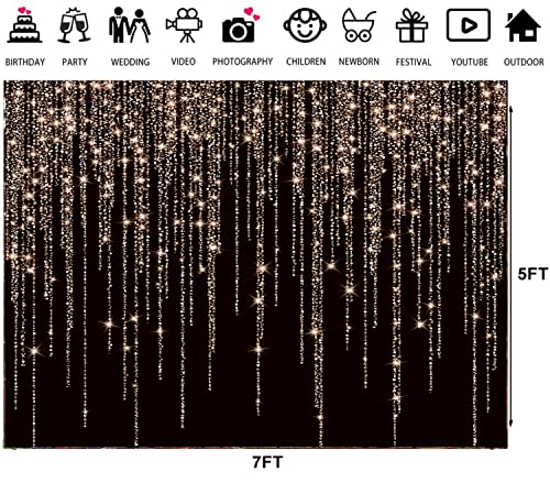 LTLYH 7X5ft Black and Gold Background 2026 New Year Backdrop Golden Spots Photoshoot Backdrop Vintage Astract Background for Family Birthday Party Newborn Studio Props - Image 4