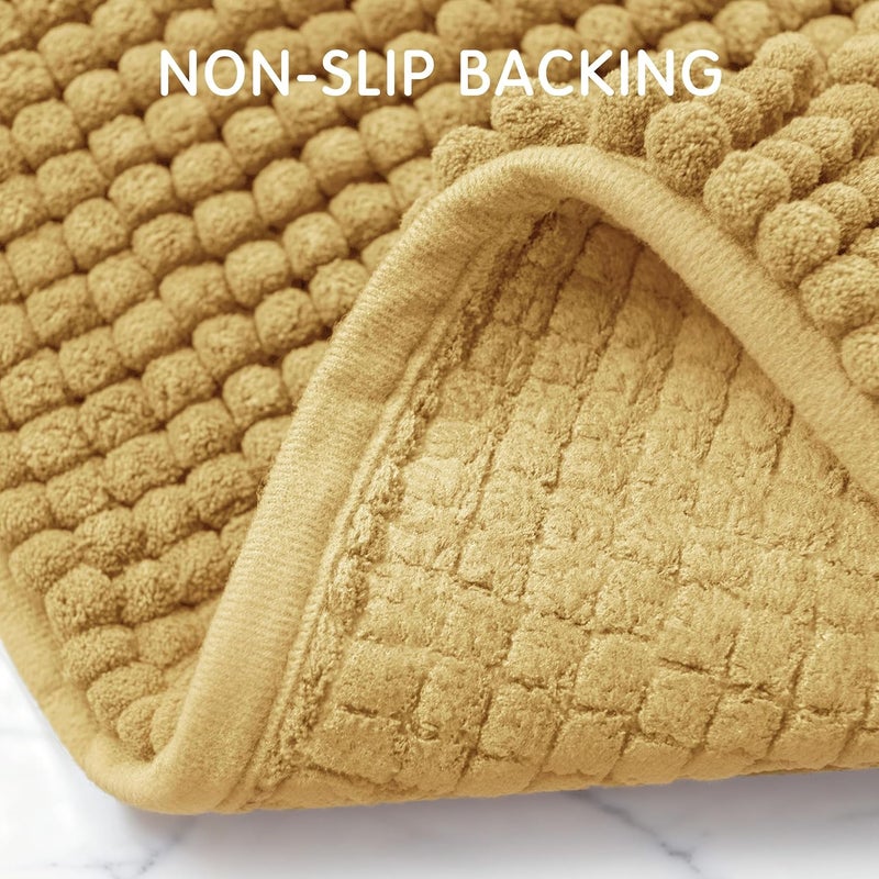 subrtex Bathroom Rugs Chenille Bath Rug, Soft Short Plush Bath Mat, Water Absorbent Shower Mat, Quick Dry Machine Washable(Yellow, 18" x 24") - Image 5
