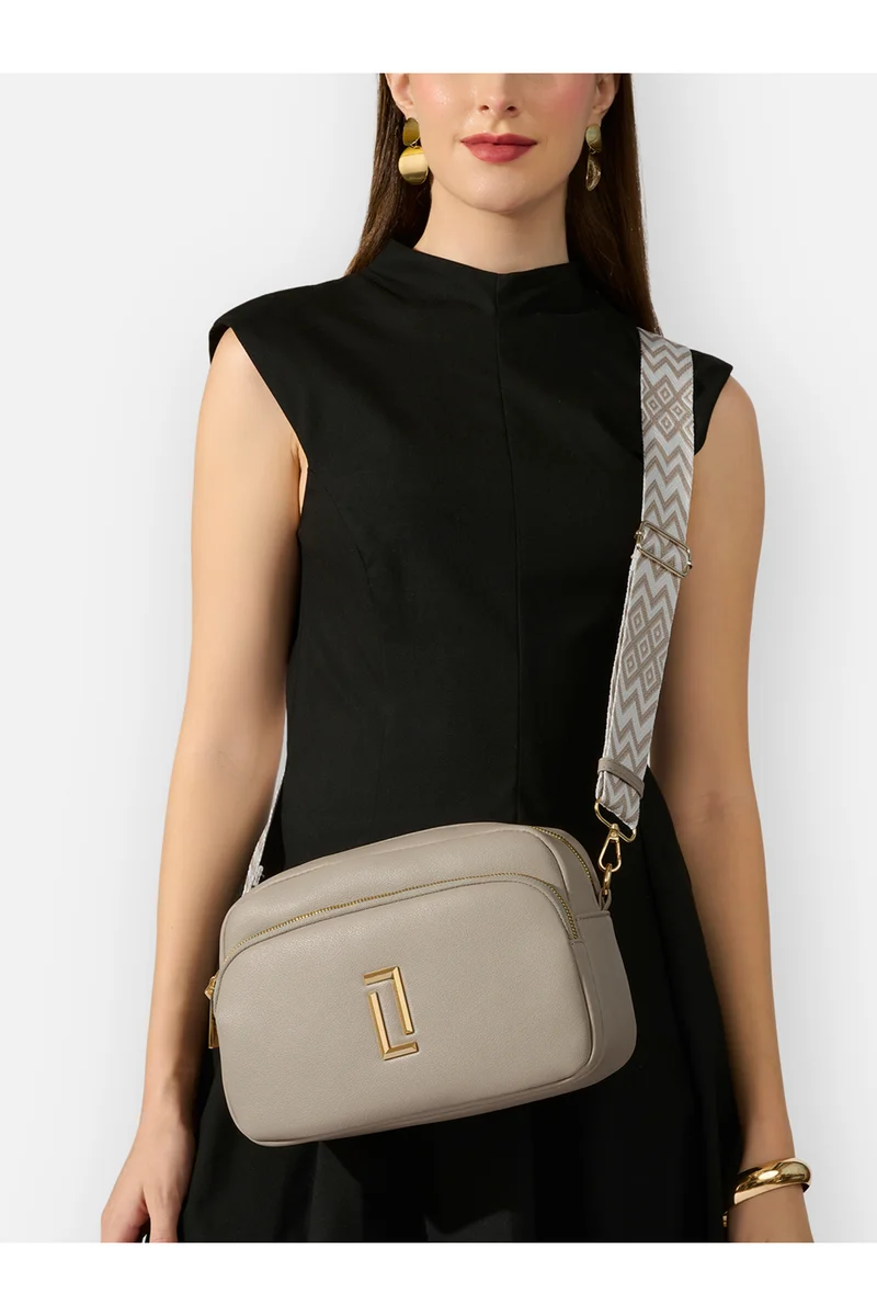 لافي Luxe Women's Soft Sophie 2-Compartment Sling Bag (Taupe)