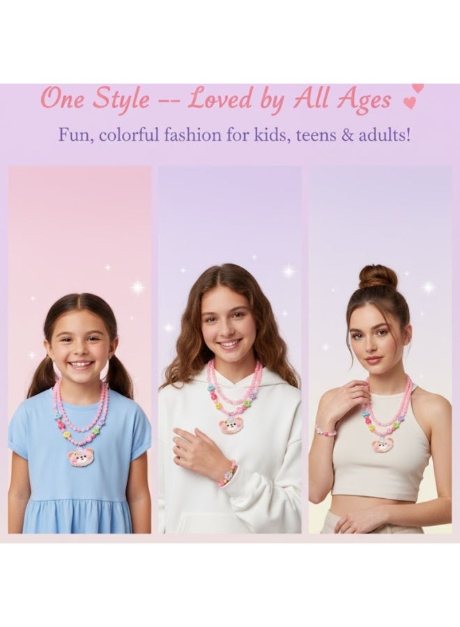Dantiya Bunny Pendant Girls Jewelry Set – Colorful Beaded Necklace & Stretch Bracelet | Cute Asthetic Accessories for Kids, Adults, Girls & Women, Ideal Gift for Friends, Birthday, Anniversary, Bridesmaid, Valentine’s, Thanksgiving - Image 5