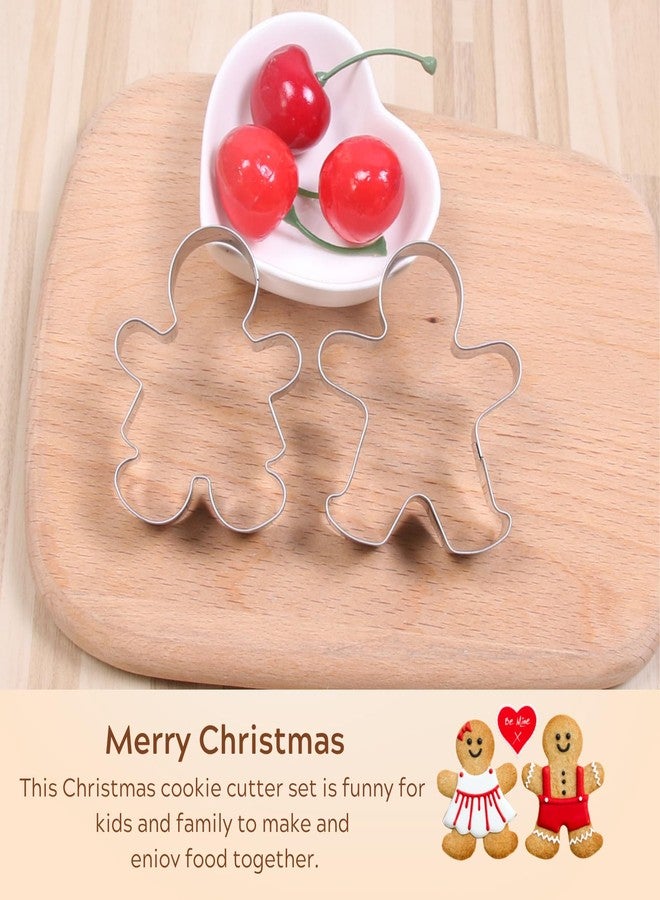 Orapink Gingerbread Man Cookie Cutter Set, 2PCS Christmas Gingerbread Man & Woman Shape Stainless Steel Biscuit Cutters For Baking - Image 3