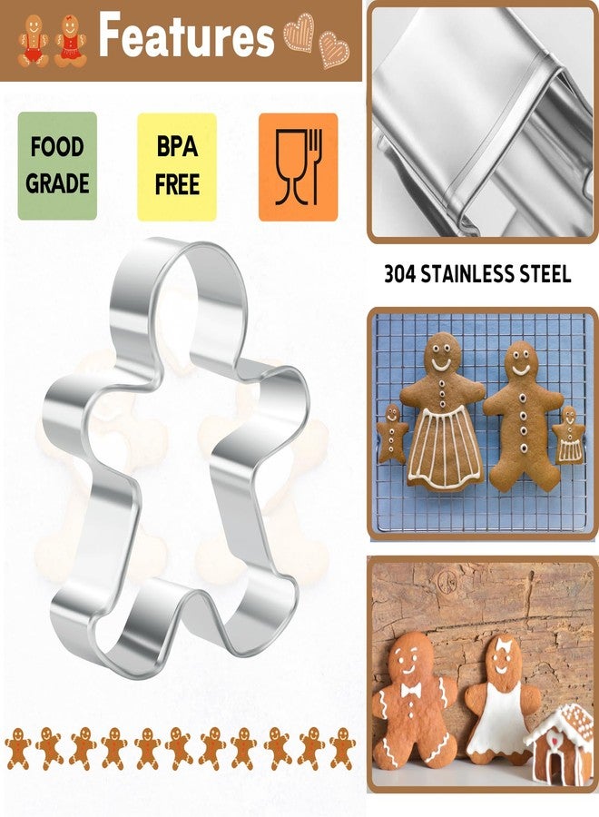 Orapink Gingerbread Man Cookie Cutter Set, 2PCS Christmas Gingerbread Man & Woman Shape Stainless Steel Biscuit Cutters For Baking - Image 2