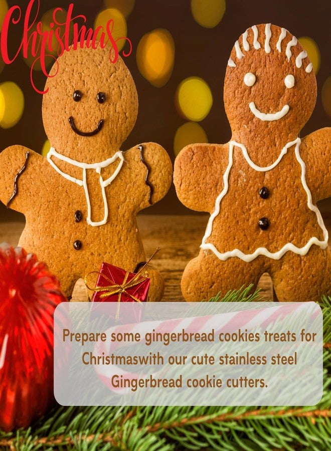 Orapink Gingerbread Man Cookie Cutter Set, 2PCS Christmas Gingerbread Man & Woman Shape Stainless Steel Biscuit Cutters For Baking - Image 4
